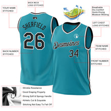 Laden Sie das Bild in den Galerie-Viewer, Custom Teal Black-Red Authentic Throwback Basketball Jersey