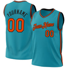 Загрузить изображение в средство просмотра галереи, Custom Teal Orange-Black Authentic Throwback Basketball Jersey