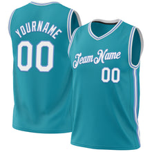 Загрузить изображение в средство просмотра галереи, Custom Teal White-Light Blue Authentic Throwback Basketball Jersey