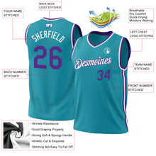 Загрузить изображение в средство просмотра галереи, Custom Teal Purple-White Authentic Throwback Basketball Jersey