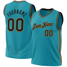Загрузить изображение в средство просмотра галереи, Custom Teal Black-Old Gold Authentic Throwback Basketball Jersey