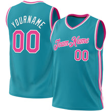 Загрузить изображение в средство просмотра галереи, Custom Teal Pink-White Authentic Throwback Basketball Jersey