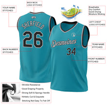 Laden Sie das Bild in den Galerie-Viewer, Custom Teal Black-Gray Authentic Throwback Basketball Jersey