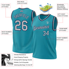Charger l'image dans la galerie, Custom Teal Gray-Navy Authentic Throwback Basketball Jersey
