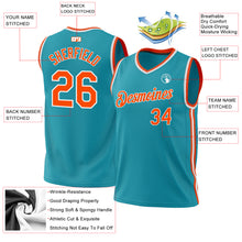 Charger l'image dans la galerie, Custom Teal Orange-White Authentic Throwback Basketball Jersey