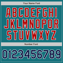 Charger l'image dans la galerie, Custom Teal Navy-Red Authentic Baseball Jersey