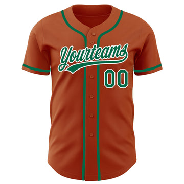 Custom Texas Orange Kelly Green-White Authentic Baseball Jersey