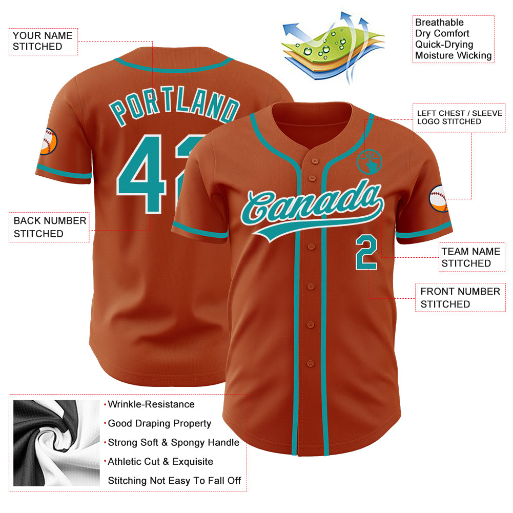 Cheap Custom Texas Orange Teal-White Authentic Baseball Jersey