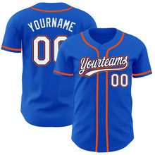 Загрузить изображение в средство просмотра галереи, Custom Thunder Blue White Navy-Orange Authentic Baseball Jersey