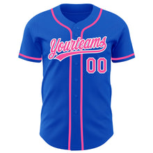 Загрузить изображение в средство просмотра галереи, Custom Thunder Blue Pink-White Authentic Baseball Jersey