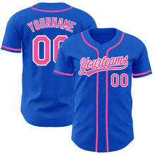 Загрузить изображение в средство просмотра галереи, Custom Thunder Blue Pink-White Authentic Baseball Jersey