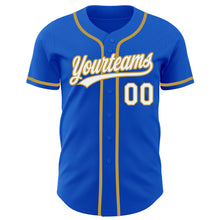 Загрузить изображение в средство просмотра галереи, Custom Thunder Blue White-Old Gold Authentic Baseball Jersey