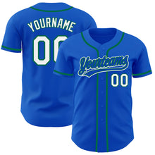 Laden Sie das Bild in den Galerie-Viewer, Custom Thunder Blue White-Kelly Green Authentic Baseball Jersey