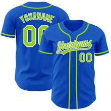 Загрузить изображение в средство просмотра галереи, Custom Thunder Blue Neon Green-White Authentic Baseball Jersey