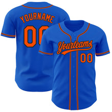 Загрузить изображение в средство просмотра галереи, Custom Thunder Blue Orange-Black Authentic Baseball Jersey