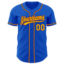 Загрузить изображение в средство просмотра галереи, Custom Thunder Blue Yellow-Crimson Authentic Baseball Jersey