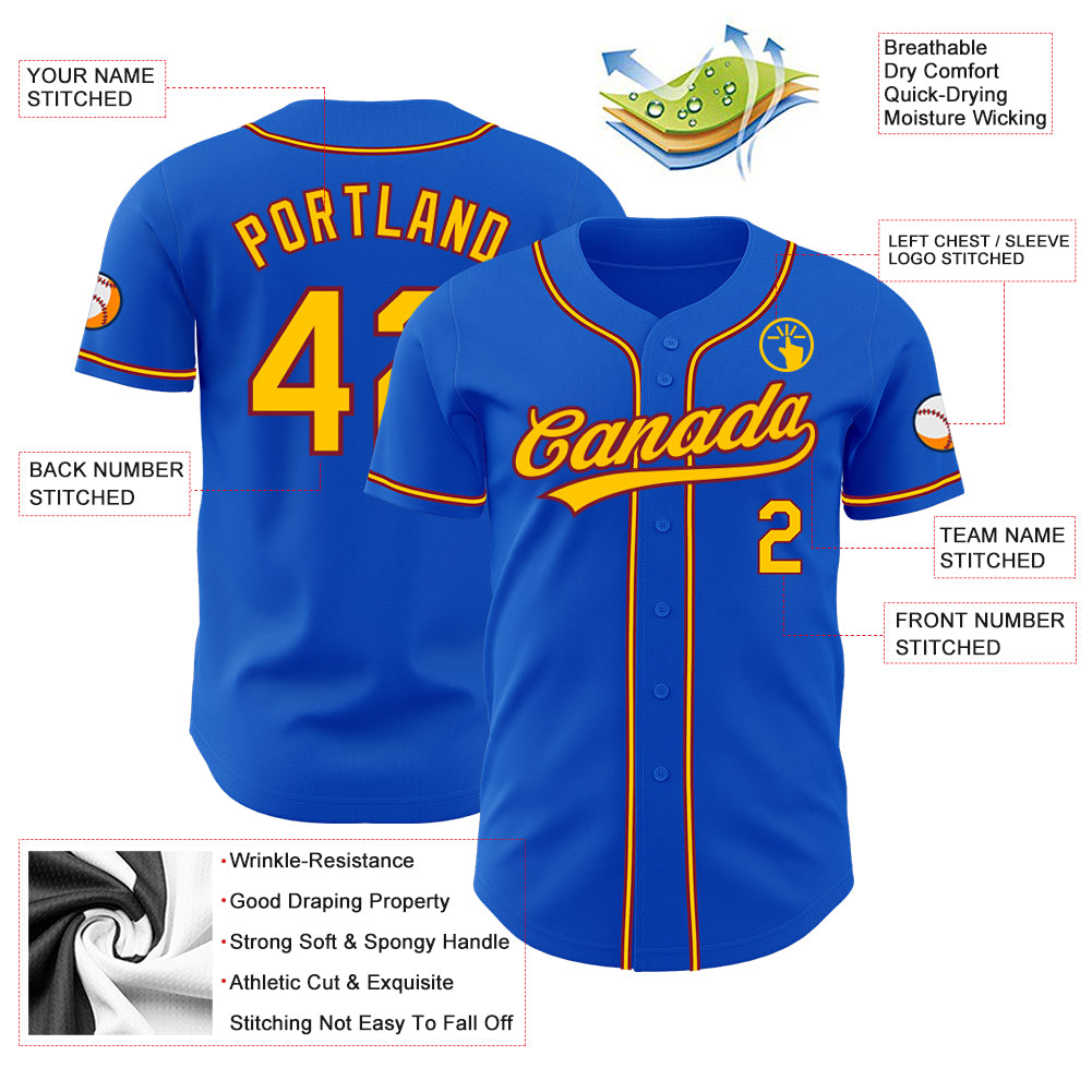 Cheap Custom Thunder Blue Yellow-Crimson Authentic Baseball Jersey Free  Shipping – CustomJerseysPro