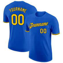 Load image into Gallery viewer, Custom Thunder Blue Yellow-Black Performance T-Shirt