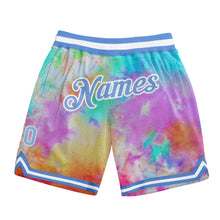 Charger l'image dans la galerie, Custom Tie Dye Light Blue-White 3D Authentic Basketball Shorts