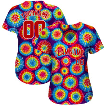 Laden Sie das Bild in den Galerie-Viewer, Custom Tie Dye Red-White 3D Authentic Baseball Jersey