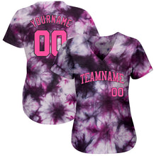 Laden Sie das Bild in den Galerie-Viewer, Custom Tie Dye Pink-Black 3D Authentic Baseball Jersey
