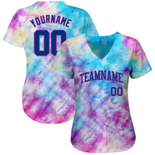Laden Sie das Bild in den Galerie-Viewer, Custom Tie Dye Royal-Pink 3D Authentic Baseball Jersey