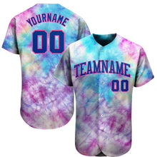 Laden Sie das Bild in den Galerie-Viewer, Custom Tie Dye Royal-Pink 3D Authentic Baseball Jersey
