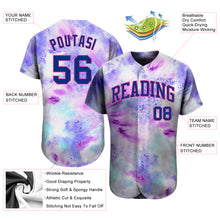 Laden Sie das Bild in den Galerie-Viewer, Custom Tie Dye Royal-Pink 3D Authentic Baseball Jersey