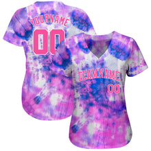 Charger l'image dans la galerie, Custom Tie Dye Pink-White 3D Authentic Baseball Jersey