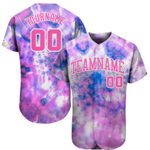 Charger l'image dans la galerie, Custom Tie Dye Pink-White 3D Authentic Baseball Jersey