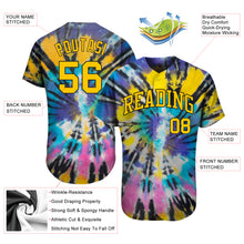 Laden Sie das Bild in den Galerie-Viewer, Custom Tie Dye Gold-Black 3D Authentic Baseball Jersey