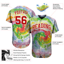 Laden Sie das Bild in den Galerie-Viewer, Custom Tie Dye Red-White 3D Authentic Baseball Jersey
