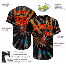 Laden Sie das Bild in den Galerie-Viewer, Custom Tie Dye Red-Gold 3D Authentic Baseball Jersey