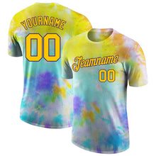 Laden Sie das Bild in den Galerie-Viewer, Custom Tie Dye Gold-Purple 3D Performance T-Shirt