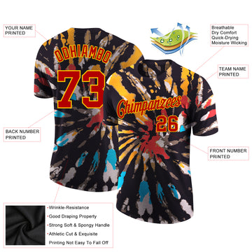 Custom Tie Dye Red-Gold 3D Performance T-Shirt