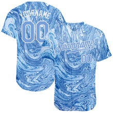 Laden Sie das Bild in den Galerie-Viewer, Custom Tie Dye Light Blue-White 3D Authentic Baseball Jersey