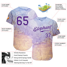 Laden Sie das Bild in den Galerie-Viewer, Custom Tie Dye Purple-White 3D Authentic Baseball Jersey