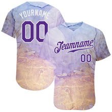 Laden Sie das Bild in den Galerie-Viewer, Custom Tie Dye Purple-White 3D Authentic Baseball Jersey