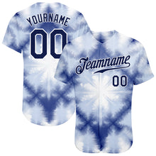 Laden Sie das Bild in den Galerie-Viewer, Custom Tie Dye Navy-White 3D Shibori Authentic Baseball Jersey