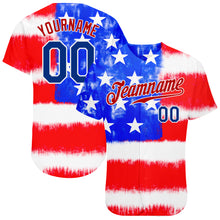 Laden Sie das Bild in den Galerie-Viewer, Custom Tie Dye Royal-Red 3D American Flag Authentic Baseball Jersey