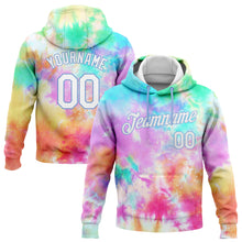 Загрузить изображение в средство просмотра галереи, Custom Stitched Tie Dye White-Light Blue 3D Rainbow Sports Pullover Sweatshirt Hoodie