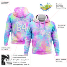 Load image into Gallery viewer, Custom Stitched Tie Dye White-Light Blue 3D Watercolor Gradient Sports Pullover Sweatshirt Hoodie