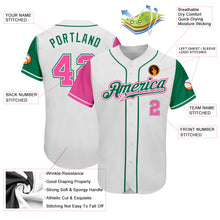 Laden Sie das Bild in den Galerie-Viewer, Custom White Pink-Kelly Green Authentic Two Tone Baseball Jersey