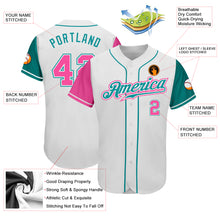 Laden Sie das Bild in den Galerie-Viewer, Custom White Pink-Teal Authentic Two Tone Baseball Jersey