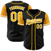 Load image into Gallery viewer, Custom Black Gold-White Authentic Two Tone Baseball Jersey