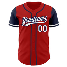 Load image into Gallery viewer, Custom Red White-Navy Authentic Two Tone Baseball Jersey