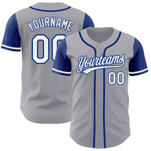 Load image into Gallery viewer, Custom Gray White-Royal Authentic Two Tone Baseball Jersey