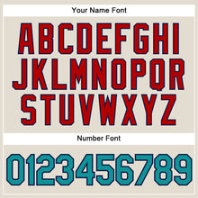 Загрузить изображение в средство просмотра галереи, Custom Cream Teal Navy-Red Authentic Two Tone Baseball Jersey