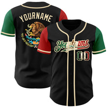 Загрузить изображение в средство просмотра галереи, Custom Black Vintage Mexican Flag Kelly Green Red-City Cream Authentic Two Tone Baseball Jersey