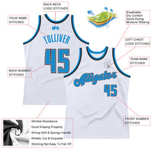 Загрузить изображение в средство просмотра галереи, Custom White Blue-Black Authentic Throwback Basketball Jersey